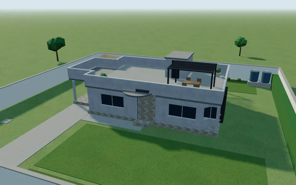 3D render of the Contemporary flat-roof 3-bedroom
