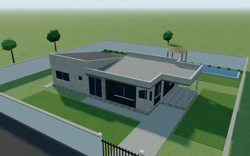 3D render of the Contemporary skillion 3-bedroom